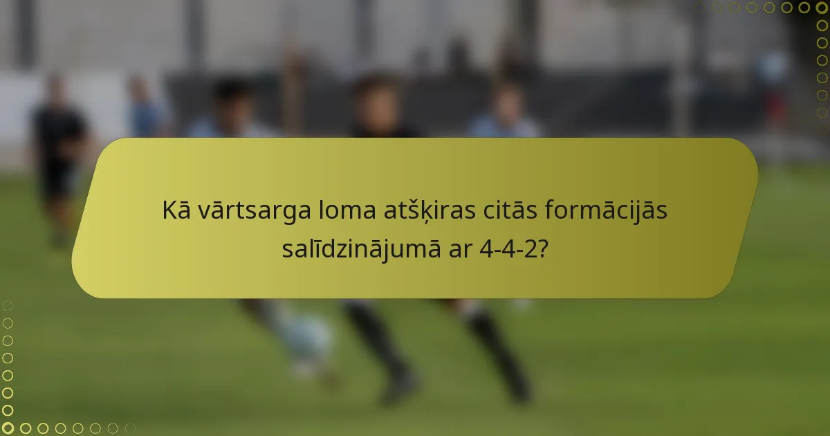 Kā vārtsarga loma atšķiras citās formācijās salīdzinājumā ar 4-4-2?